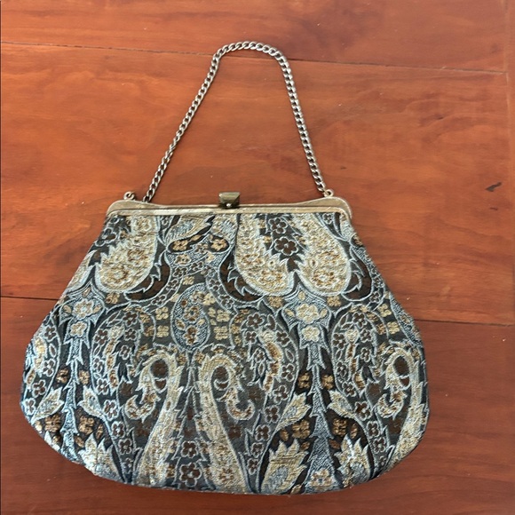 Vintage Tapestry Evening Bag | Chain Handle | Metal Frame - Picture 3 of 7